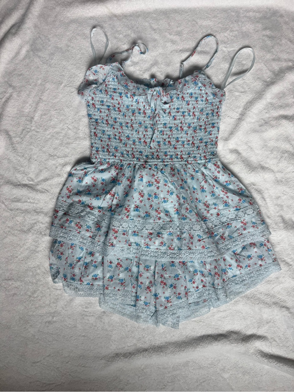 Altar'd State Light Blue Floral Smocked Romper